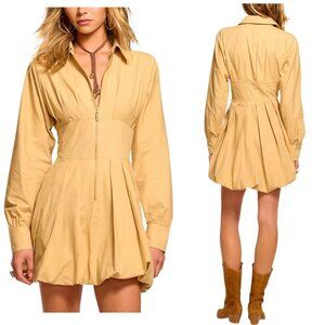 Ramy Brook - NWT, Women’s ‘Naira’ Bubble Hem Mini Dress in Burlap Brown - Size 4